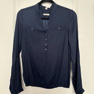 Navy Blue Polka Dot Blouse